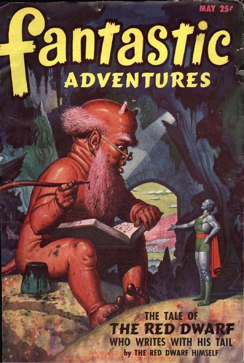 Red Devil Dwarf Writes With His Tail – Fantastic Adventures May 1947