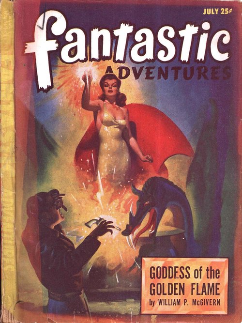 Goddess of the Golden Flame – Fantastic Adventures July 1947 Cover