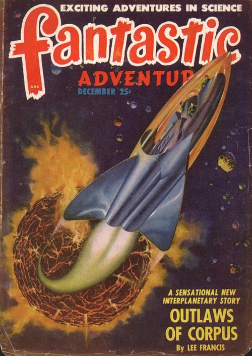 Rocket Blasts Through Asteroid Belt – Fantastic Adventures Dec 1948