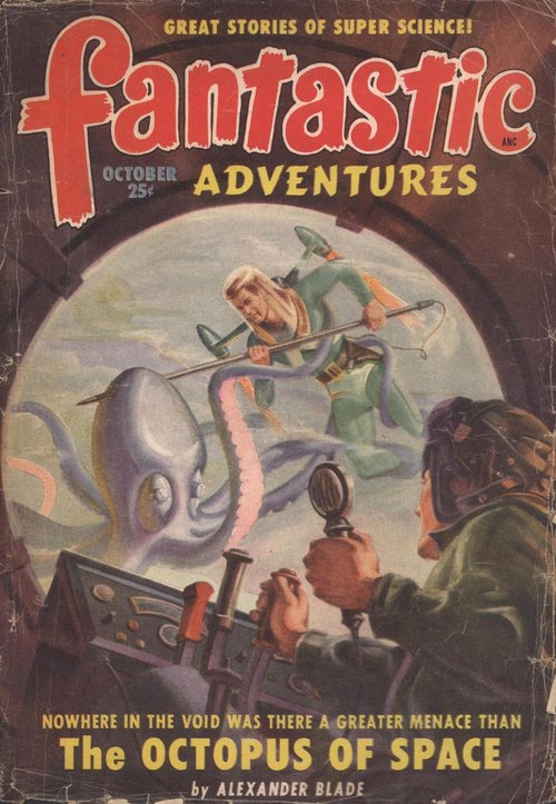 Octopus of Space — Fantastic Adventures October 1949 Cover