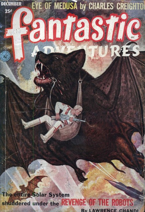 Giant Bat Monster Attack – Fantastic Adventures December 1952 Cover