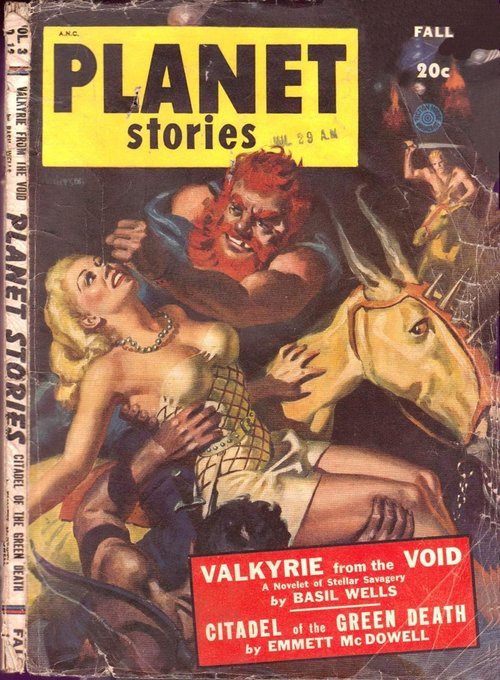 Planet Stories Fall 1948 — Valkyrie from the Void, Alien Abduction Cover