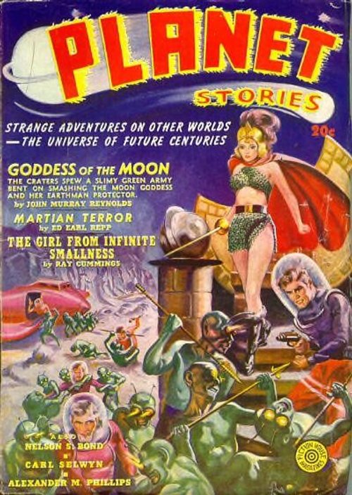Planet Stories Spring 1940 – Goddess of the Moon Battle Cover Art