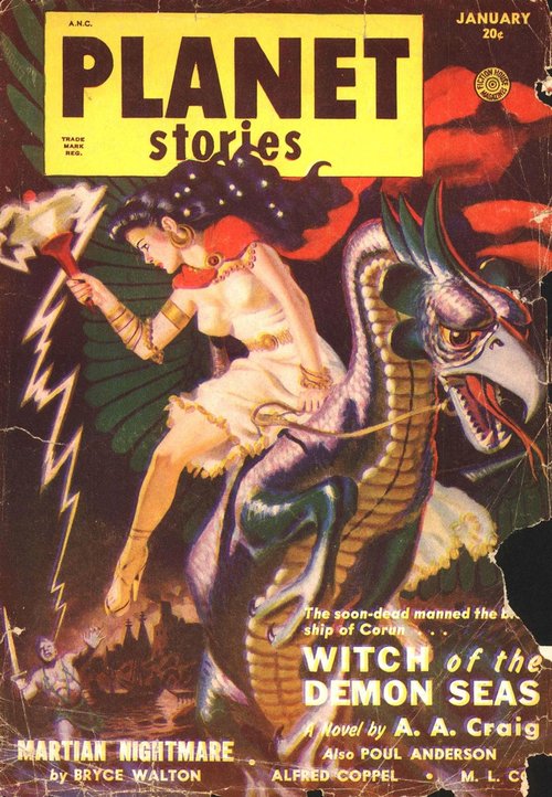 Planet Stories Jan 1951 – Witch of the Demon Seas Dragon Rider Cover