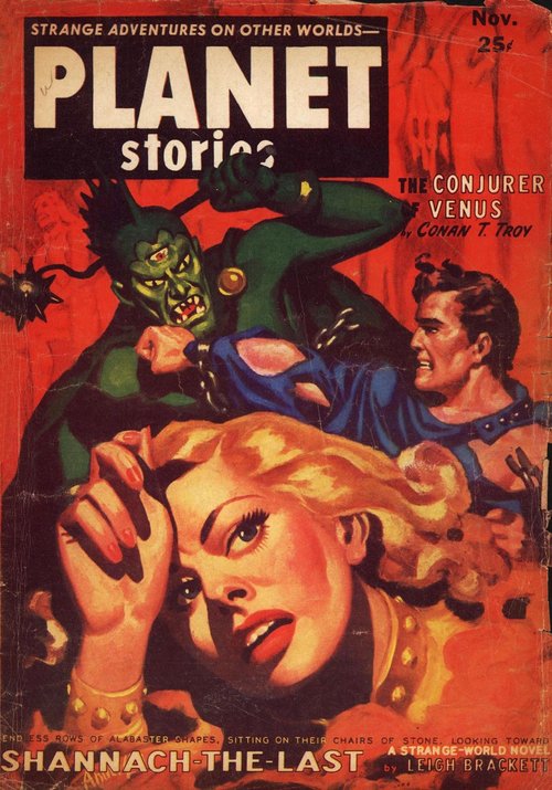 Planet Stories Nov 1952 — Green Alien Menaces Beauty on Venus