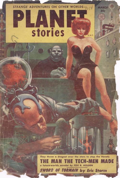 Planet Stories March 1954 – 'The Man the Tech-Men Made' Cover Art