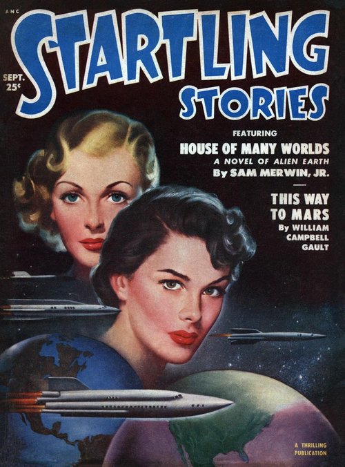 Startling Stories Sept 1951 — Two Women & Rocketships Over Earth