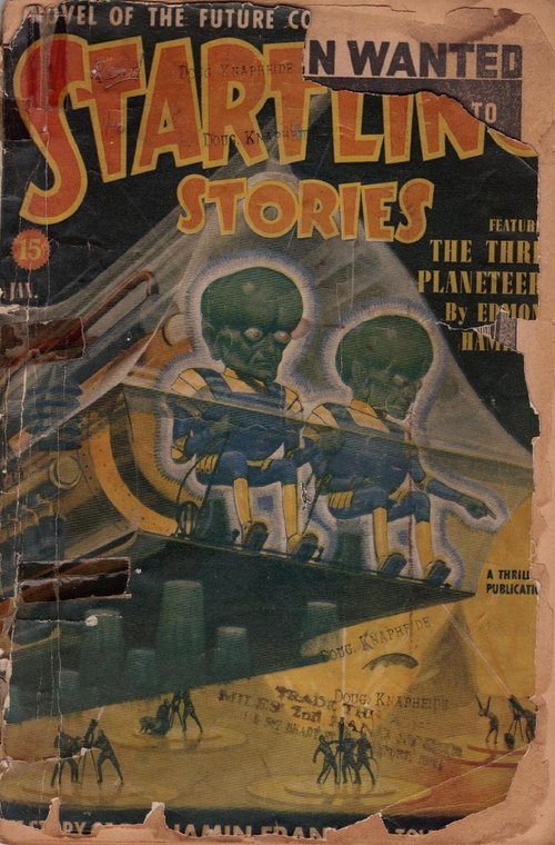 Green-Skinned Alien Pilots, Startling Stories Jan 1940 Cover