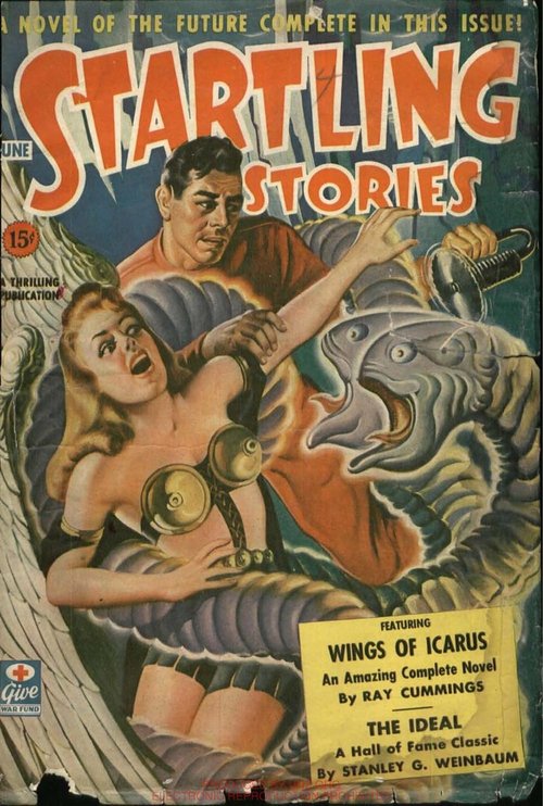 Wings of Icarus — Startling Stories June 1943 Monster Attack Cover