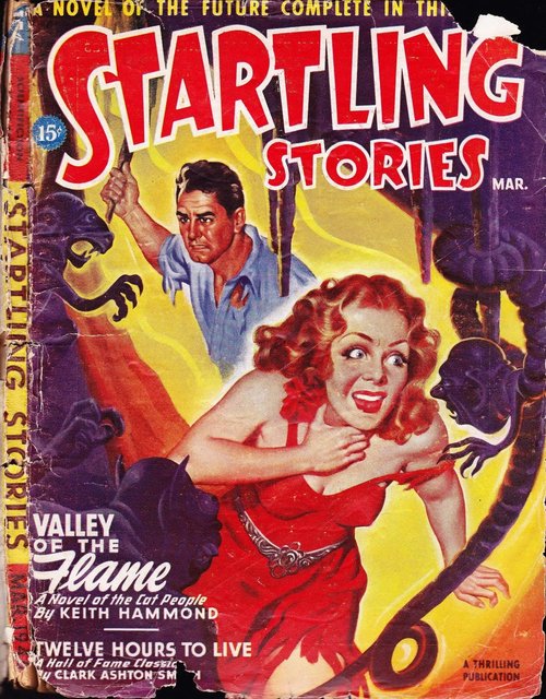Startling Stories March 1946 — Valley of the Flame Cat People Cover