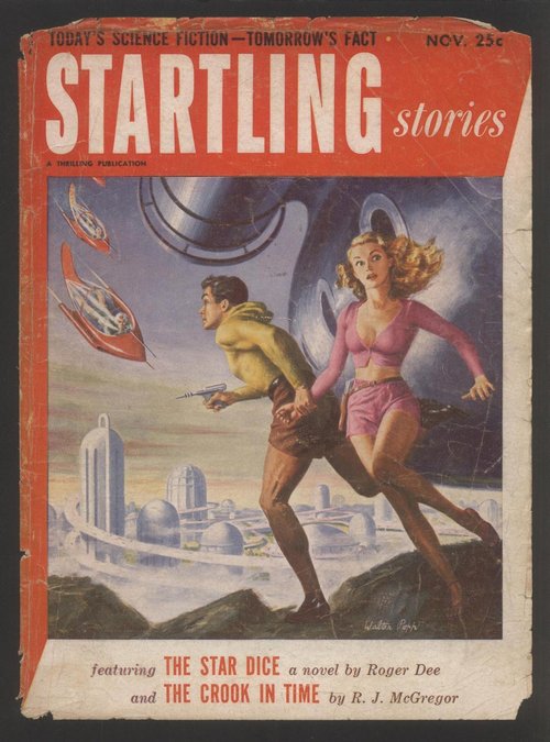 Walter Popp's Fleeing Couple & Flying Saucers, Startling Stories Nov 1952