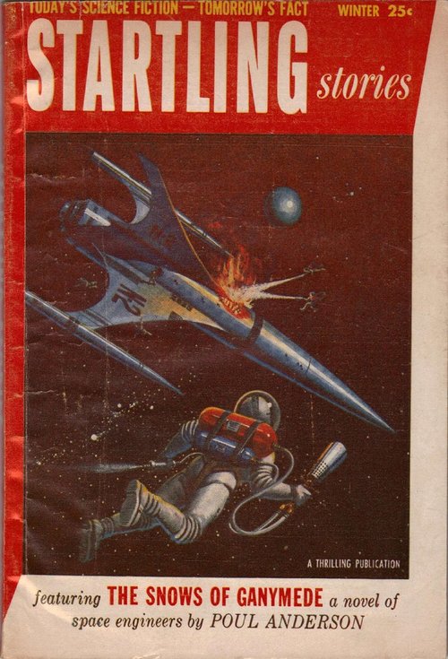 Startling Stories Winter 1955 — Space Combat & Drifting Astronaut Cover
