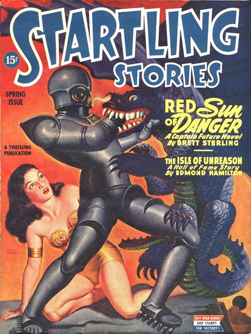 Earle Bergey's Otho Robot Battles Dragon, Startling Stories Spring 1945