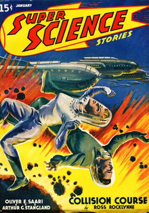Super Science Stories Jan 1941 – Collision Course Combat & Spaceship Cover