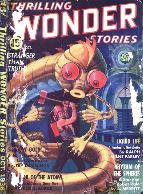 Giant Insectoid Monster Battle – Thrilling Wonder Stories Oct 1936