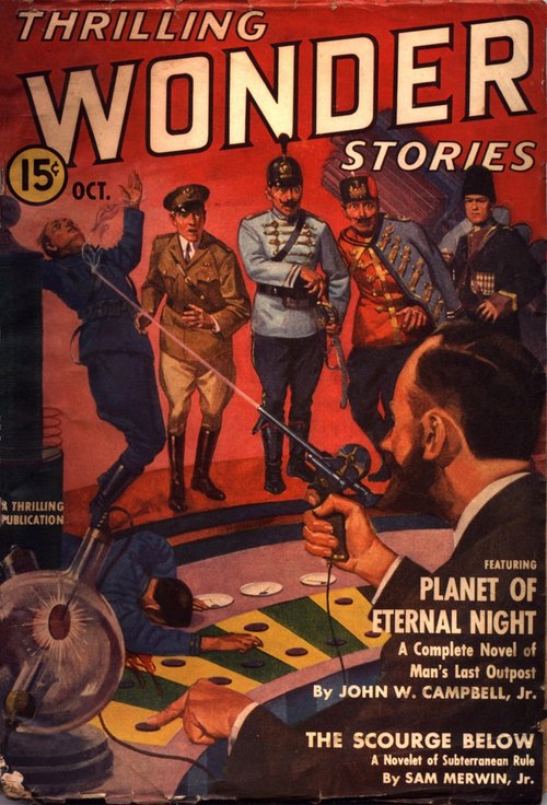 Ray Gun Showdown: Thrilling Wonder Stories Oct 1939 Military Intrigue Cover