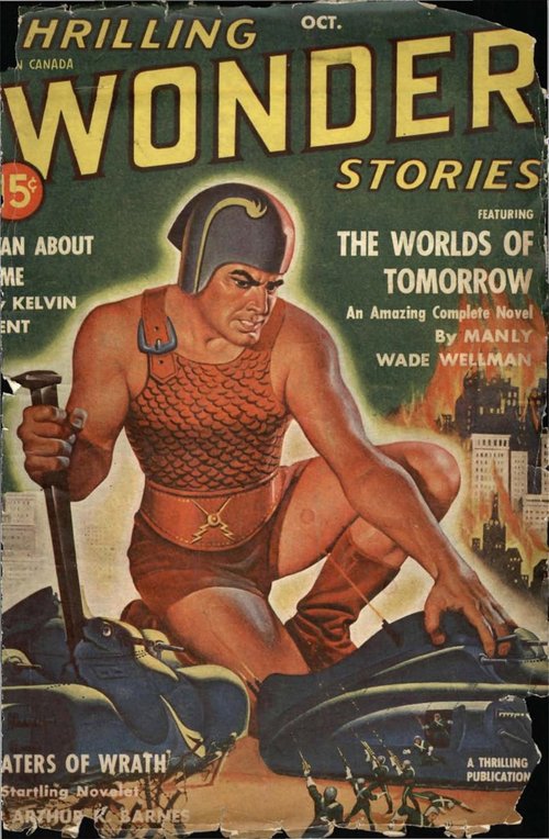 Giant Warrior Tramples City – Thrilling Wonder Stories Oct 1940