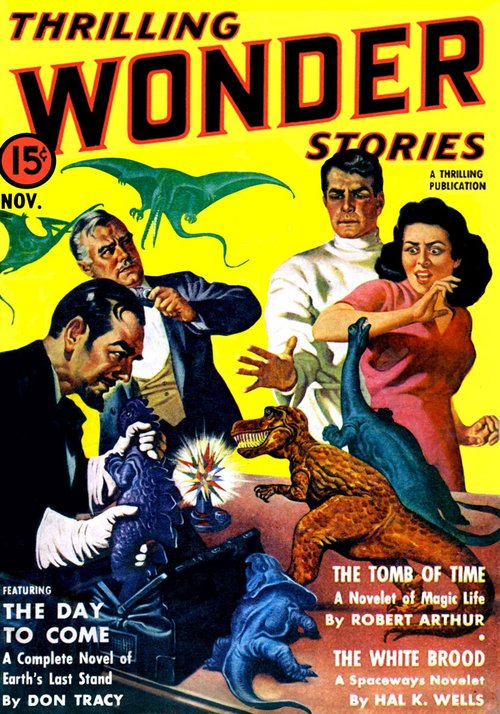 Thrilling Wonder Stories Nov 1940 — Dinosaurs Run Amok in the Lab