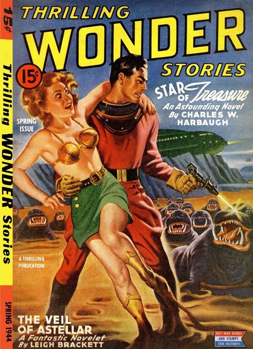 Thrilling Wonder Stories Spring 1944 — Hero Battles Alien Horde on Desert World