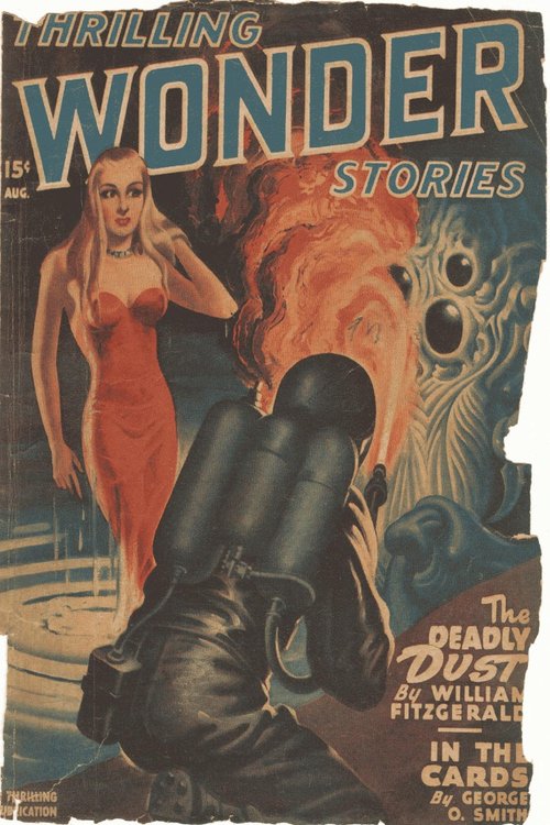 Thrilling Wonder Stories Aug 1947 – Flame Monster & Blonde in Red