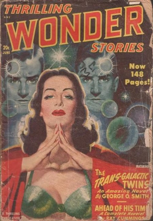 Thrilling Wonder Stories June 1948 Trans-Galactic Twins Cover Art