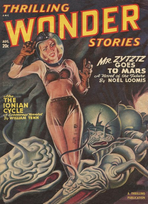Earle Bergey's Space Babe vs. Alien Monster, Thrilling Wonder Stories Aug 1948