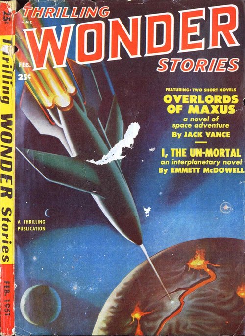 Rocket Strikes Volcanic Planet — Thrilling Wonder Stories Feb 1951