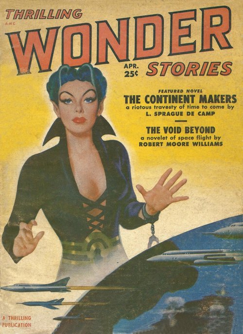 Thrilling Wonder Stories Apr 1951 — Blue-Haired Villainess Commands Fleet