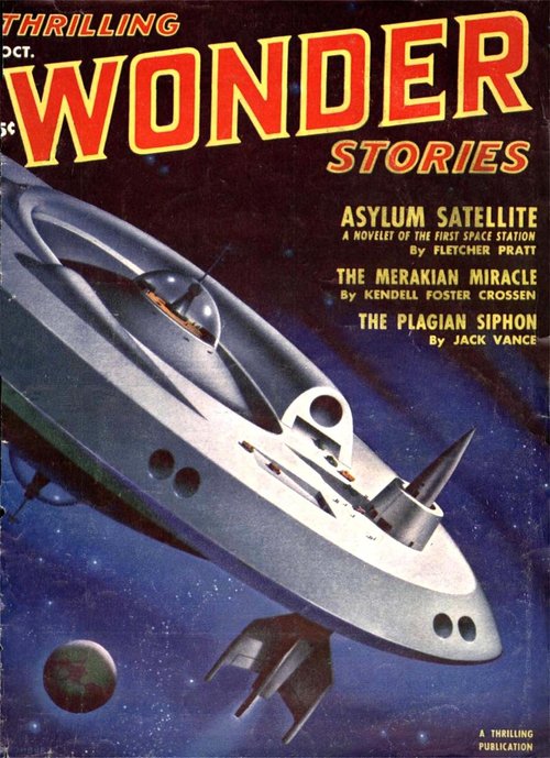 Thrilling Wonder Stories Oct 1951 — Sleek Saucer-Ship in Deep Space