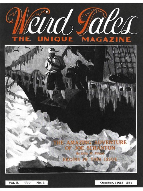 Weird Tales Oct 1923 — Ship in Arctic Ice, Joe Scranton Cover