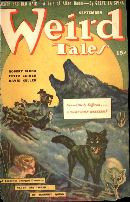 Weird Tales September 1942 Werewolf Western Cover — Wolf Pack Terror