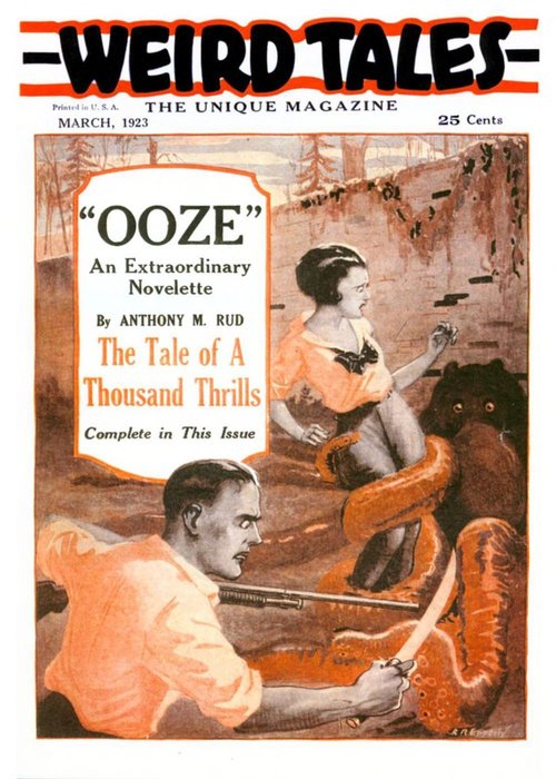 Weird Tales Vol.1 No.1 March 1923 – 'Ooze' Giant Snake Attack Cover