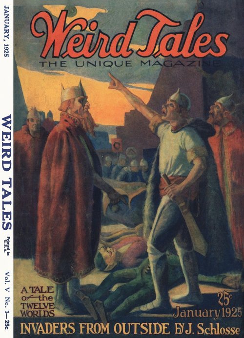 Weird Tales Jan 1925 – Invaders From Outside, Viking Confrontation Cover