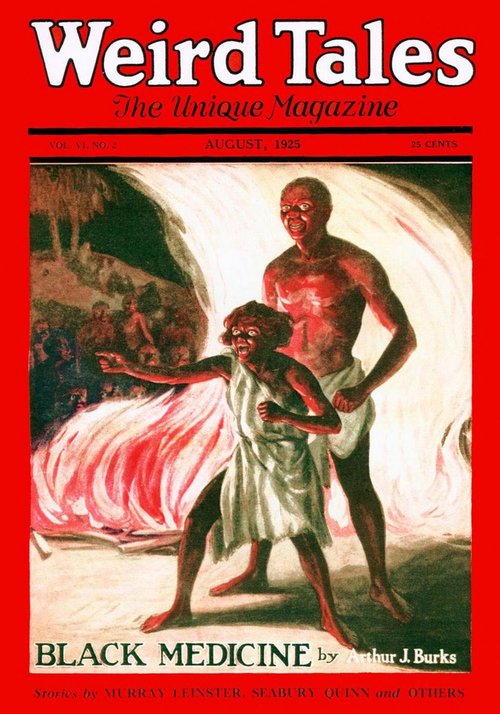 Weird Tales Aug 1925 – 'Black Medicine' Fire Ritual Cover by Arthur J. Burks