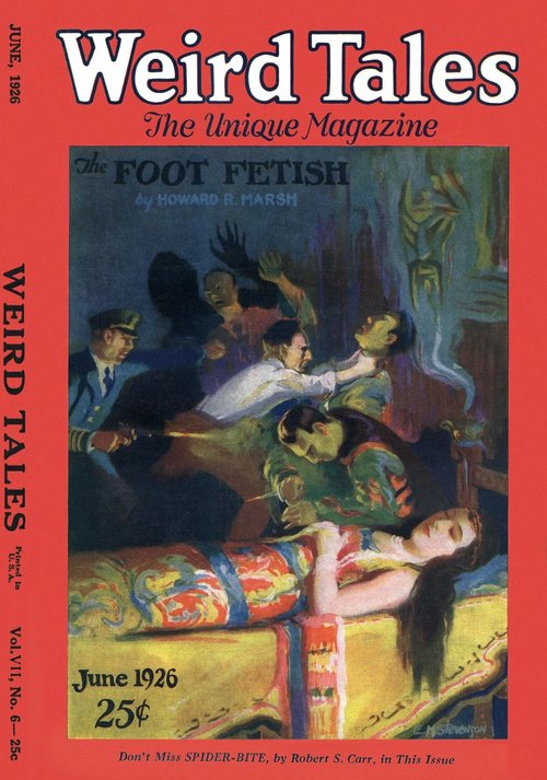 Weird Tales June 1926 – 'The Foot Fetish' Occult Attack Cover by E.M. Stevenson