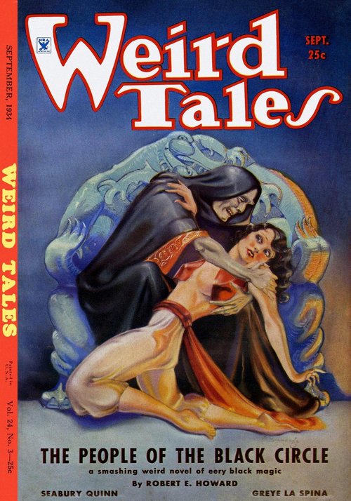 Weird Tales Sept 1934 – Vampire Seizes Woman, 'People of the Black Circle'