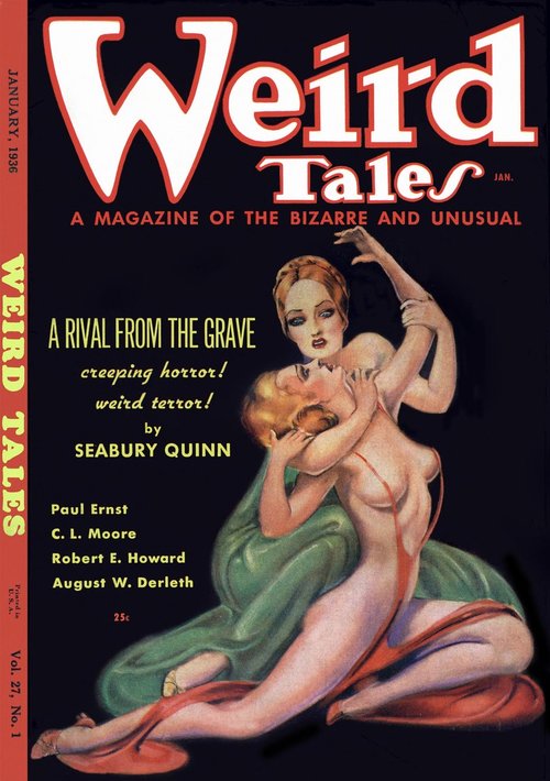 Weird Tales January 1936 — 'A Rival From the Grave' Seabury Quinn Cover