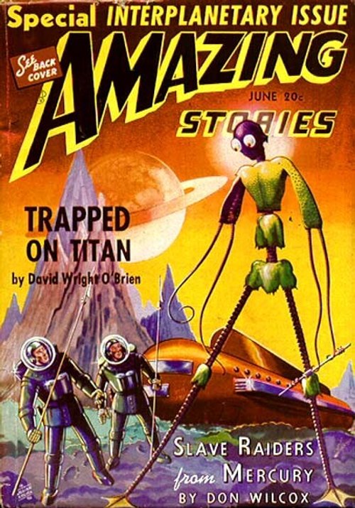 Amazing Stories June 1939 – Giant Alien Enslaves Astronauts on Titan