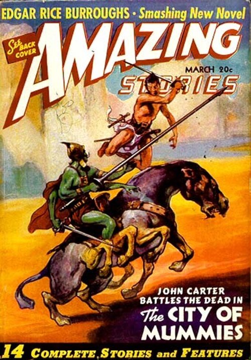 John Carter Battles the Dead: Amazing Stories March 1941 Cover
