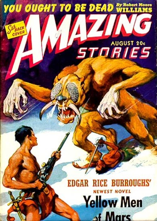 Amazing Stories Aug 1941 – Burroughs' Yellow Men of Mars Cover