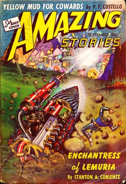 Amazing Stories Sept 1951 — Ray Cannon Blasts Alien City, Enchantress of Lemuria