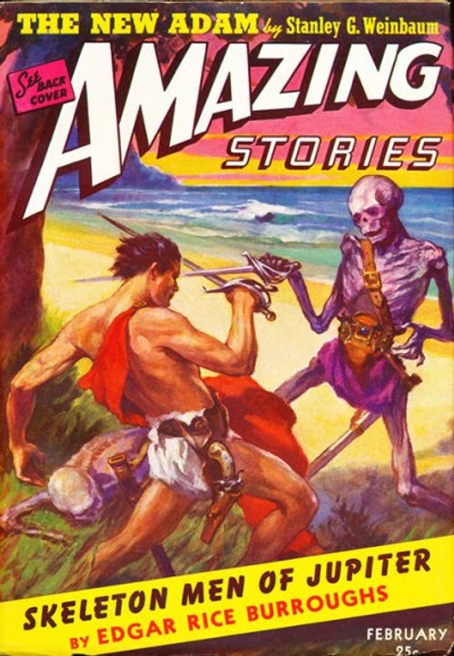 Skeleton Men of Jupiter – Amazing Stories Feb 1942 Burroughs Cover
