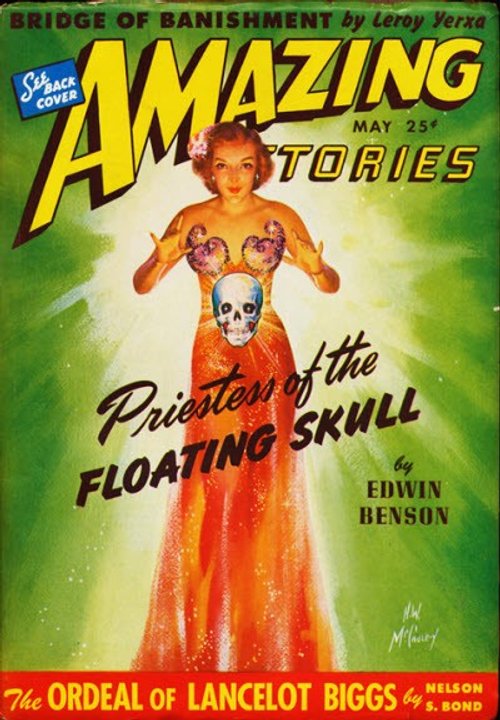 Priestess of the Floating Skull – Amazing Stories May 1940s Cover