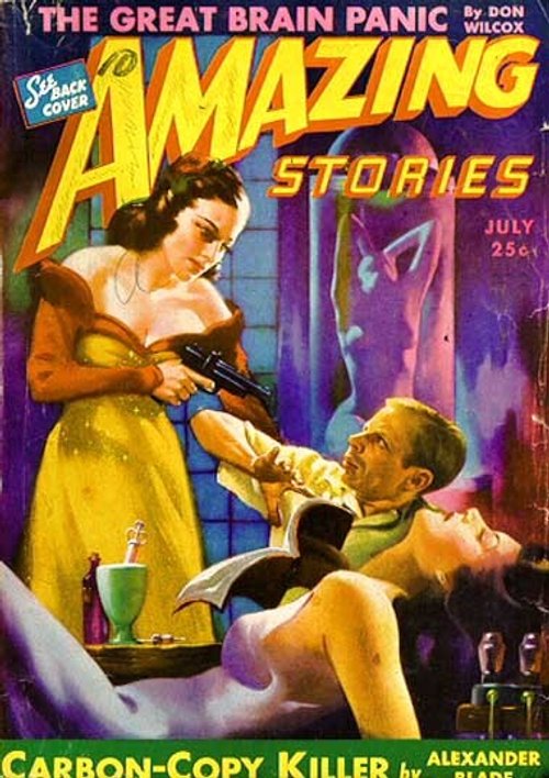 Amazing Stories July 1941 – 'Great Brain Panic' Femme Fatale Cover