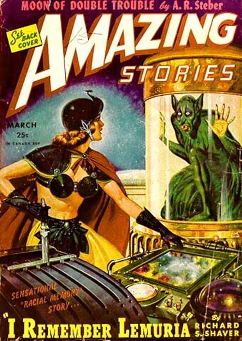 Amazing Stories March 1945 – 'I Remember Lemuria' Shaver Mystery Cover