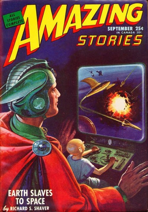 Amazing Stories Sept 1947 – Earth Slaves to Space, Shaver Cover