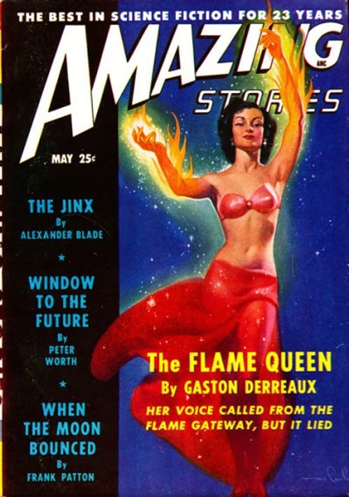 Flame Queen Cover — Amazing Stories May 1950, Gaston Derreaux