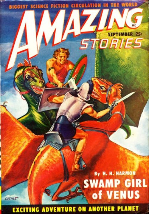 Swamp Girl of Venus – Amazing Stories September 1950 Dragon Rider Cover
