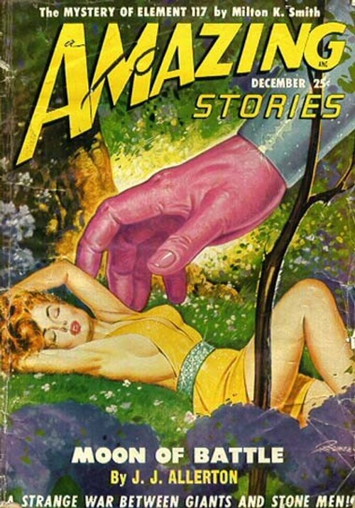 Giant Alien Hand Threatens Sleeping Woman – Amazing Stories Dec 1950