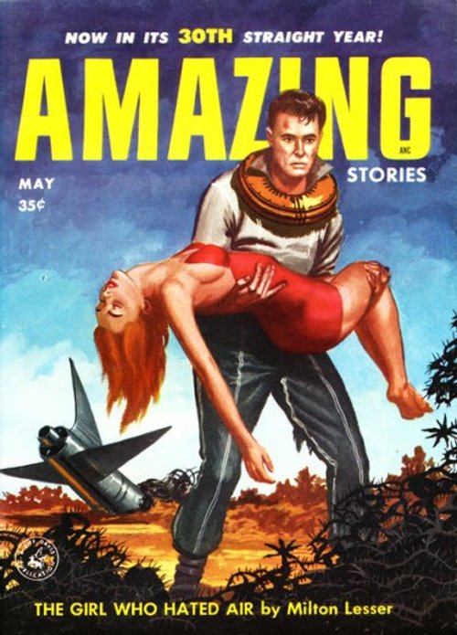 Amazing Stories May 1956 – 'The Girl Who Hated Air' Rescue Cover